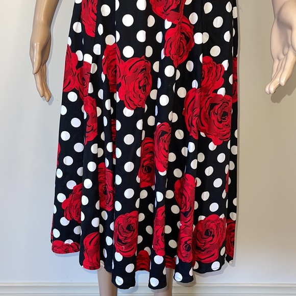 COLLECTIF | Delores Polka Dot Rose Print Doll Dress - Picture 7 of 11
